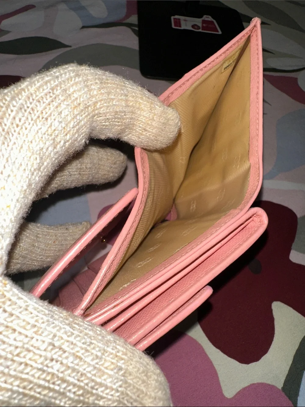 Chanel Compact Trifold Wallet in Pink Calfskin Leather